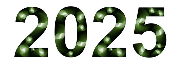 Número 2025 Estilo Abstracto Colores Degradados Verdes Sobre Fondo Blanco — Foto de Stock