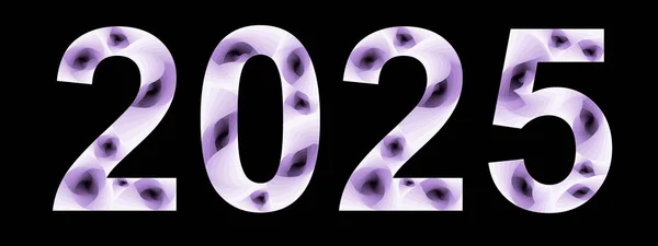 Número 2025 Estilo Abstracto Colores Degradado Púrpura Sobre Fondo Negro — Foto de Stock