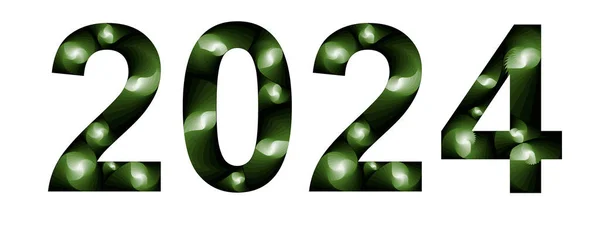 Число 2024 Абстрактном Стиле Зеленых Градиентных Цветах Белом Фоне — стоковое фото