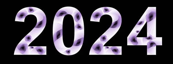 Número 2024 Estilo Abstracto Colores Degradado Púrpura Sobre Fondo Negro — Foto de Stock