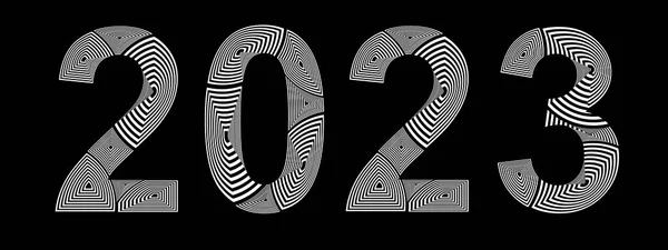 Nummer 2023 Abstracte Stijl Met Lijnen Zwart Witte Kleuren — Stockfoto