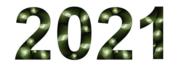 Szám 2021 Absztrakt Stílusban Zöld Gradiens Színek Fehér Háttér — Stock Fotó