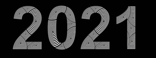 Number 2021 Abstract Style Lines Black White Colors — Stock Photo, Image