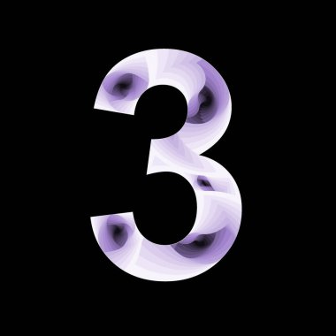 Mor renk ve spiral efektlerle soyut tarzda 3 numara