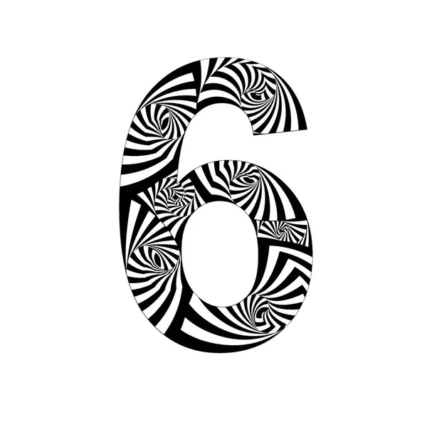 Liczba Abstrakcyjnym Stylu Efekty Spiralne Kolorach Czarno Białym — Zdjęcie stockowe