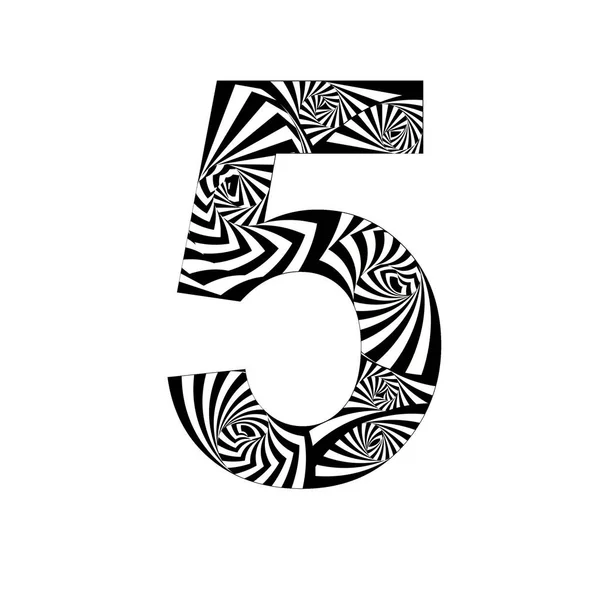 Número Estilo Abstrato Efeitos Espiral Cores Preto Branco — Fotografia de Stock