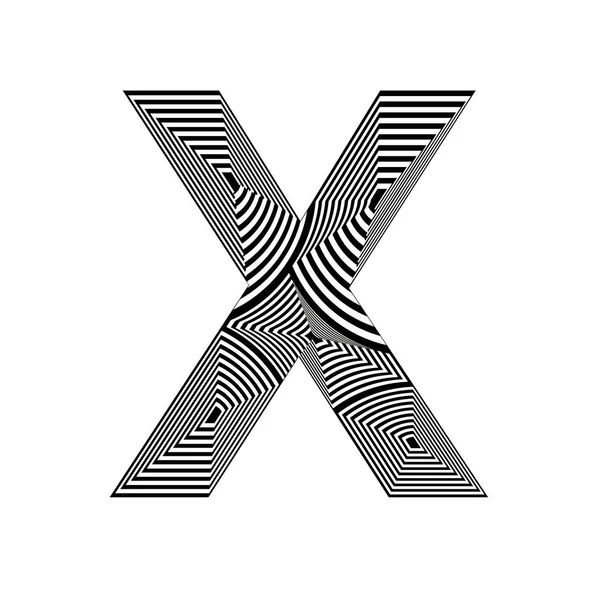 Xという文字は抽象的なスタイルで黒と白の線が重なっています — ストック写真
