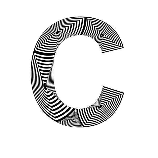 字母C 抽象风格 带有黑白分层线条 — 图库照片