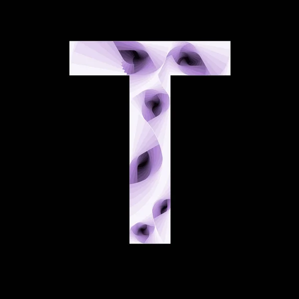 带有紫色渐变色和螺旋形效果的抽象型字母T — 图库照片