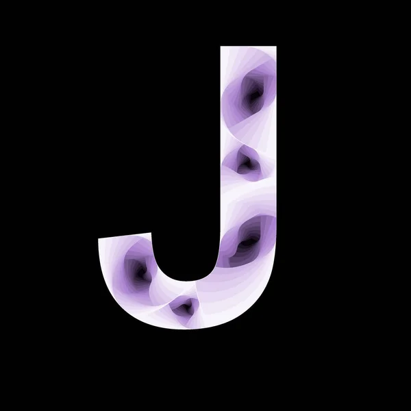 紫色のグラデーションとスパイラル効果を持つ抽象的なスタイルの文字J — ストック写真