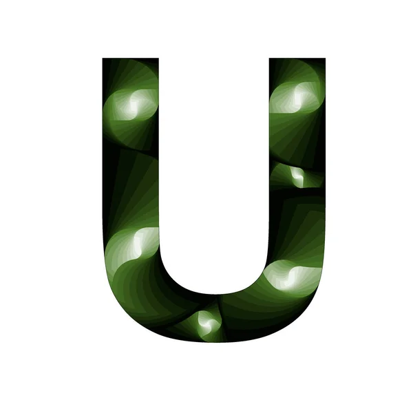 緑のグラデーションとスパイラル効果の抽象的なスタイルでUの文字 — ストック写真
