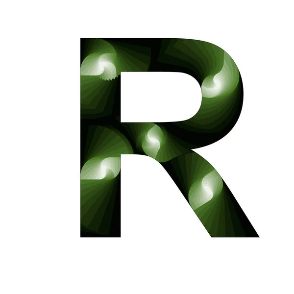 Буква Абстрактном Стиле Зелеными Градиентными Цветами Спиральными Эффектами — стоковое фото