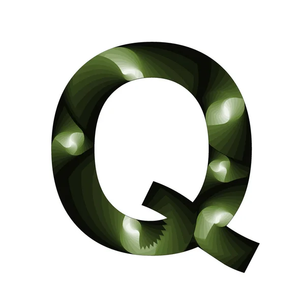 文字Q緑のグラデーションとスパイラル効果を持つ抽象的なスタイルで — ストック写真