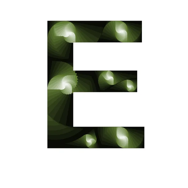 緑のグラデーションとスパイラル効果を持つ抽象的なスタイルのE — ストック写真