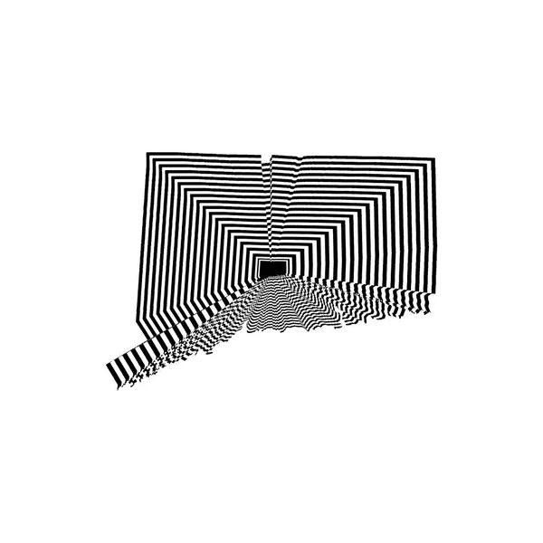 Ilustração Estilo Abstrato Connecticut Mapa Estado Com Linhas Preto Branco — Fotografia de Stock