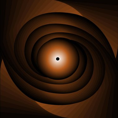 Bir spiral delik oluşturan kahverengi eğimli parçaların soyut çizimi