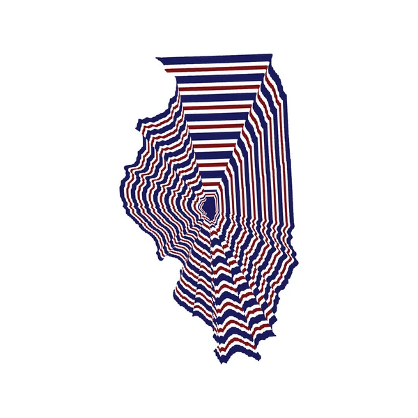 Elvont Stílus Illusztrációja Illinois Állam Térképe Vonalak Piros Kék Fehér — Stock Fotó