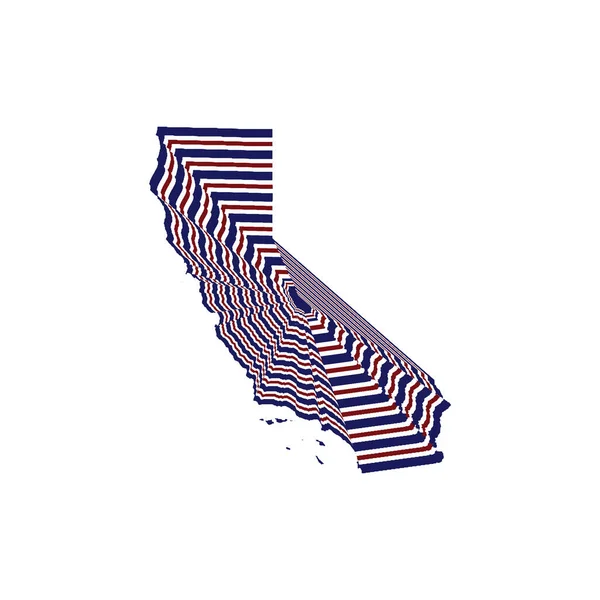 加利福尼亚州地图的抽象风格图解 用红色 蓝色和白色线标出 — 图库照片