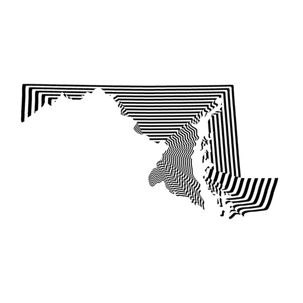 メリーランド州地図の白黒線の抽象的なスタイルのイラスト — ストック写真