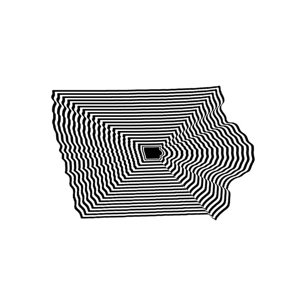 Ilustração Estilo Abstrato Iowa Mapa Estado Com Linhas Preto Branco — Fotografia de Stock