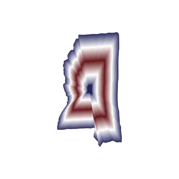 Иллюстрация Оптическим Эффектом Размытия Карты Штата Миссисипи Красными Синими Белыми — стоковое фото