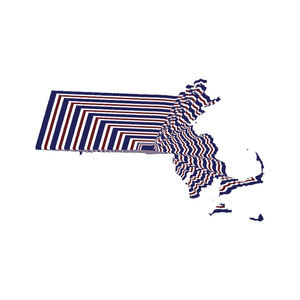 マサチューセッツ州地図の抽象的なスタイルのイラストで赤 白の線で — ストック写真