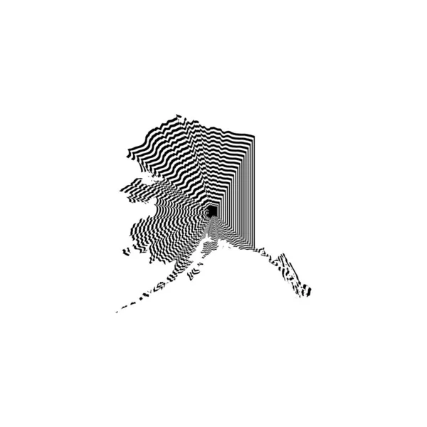 アラスカ州地図の白黒線の抽象的なスタイルのイラスト — ストック写真