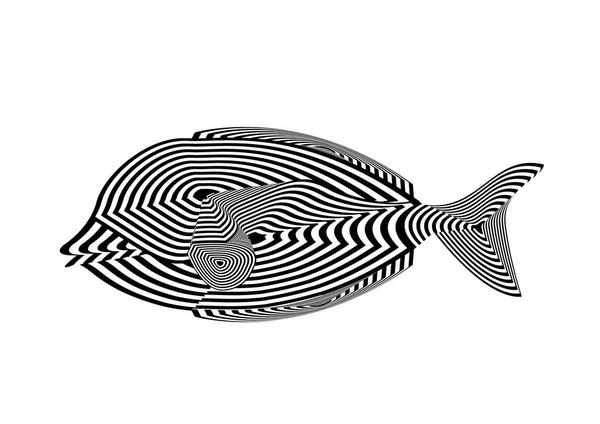 Ilustración Diseño Abstracto Con Líneas Blanco Negro Formando Pez Tropical — Foto de Stock