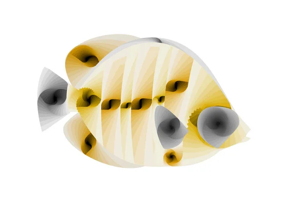 Ilustrace Abstraktní Kousky Gradientní Barvě Tvořící Žlutou Tropickou Rybu — Stock fotografie