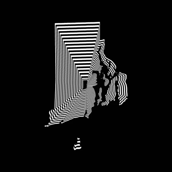 黒と白の線でロードアイランド州の地図の抽象的なスタイルのイラスト — ストック写真