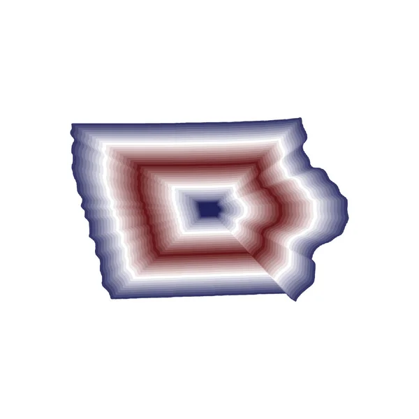 Ilustracja Optycznym Efektem Rozmycia Mapy Stanu Iowa Czerwonymi Niebieskimi Białymi — Zdjęcie stockowe
