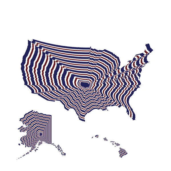 Abstrakcyjny Styl Ilustracja Mapy Usa Linii Kolorze Czerwonym Niebieskim Białym — Zdjęcie stockowe