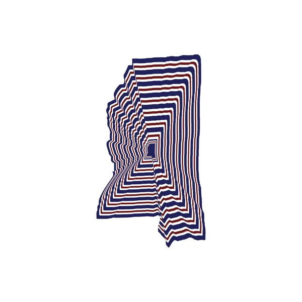 Abstraktní Styl Ilustrace Mississippi Mapa Státu Čárami Červené Modré Bílé — Stock fotografie