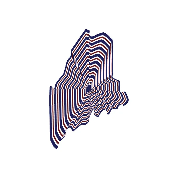 Abstrakt Stil Illustration Maine State Karta Med Linjer Rött Blått — Stockfoto