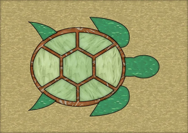 Ilustración Digital Estilo Vidriera Una Tortuga — Foto de Stock