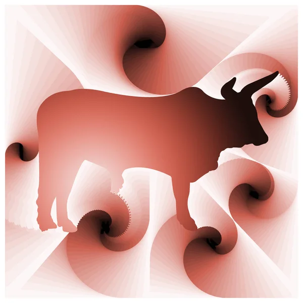 Ilustración Digital Con Diseño Abstracto Silueta Toro Con Color Rosa — Foto de Stock