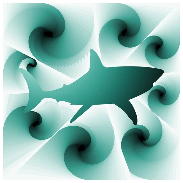 Digital Illustration Abstract Design Silhouette Shark Turquoise Gradient Color — Stock Photo, Image