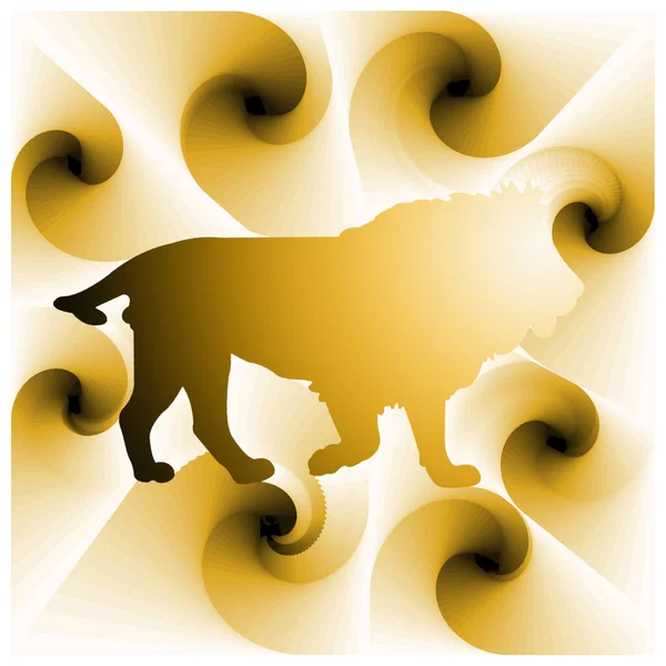 Ilustração Digital Com Desenho Abstrato Silhueta Leão Com Cor Gradiente — Fotografia de Stock