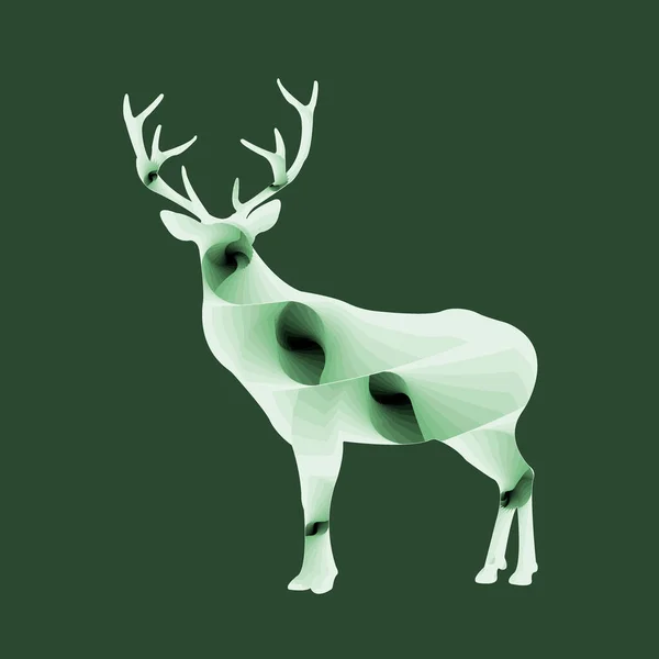 具有绿色渐变色彩的鹿的轮廓抽象设计的数字图像 — 图库照片