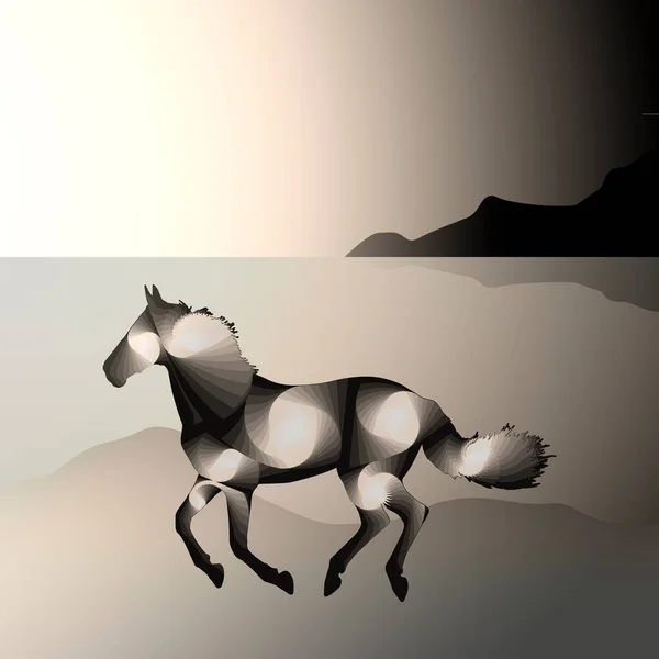 Illustrazione Digitale Con Disegno Astratto Della Silhouette Cavallo Con Colore — Foto Stock