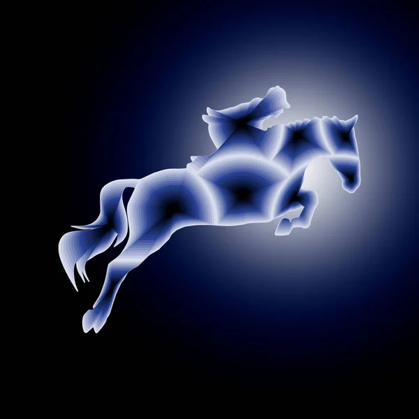 Illustrazione Digitale Con Disegno Astratto Della Silhouette Cavallo Con Colore — Foto Stock