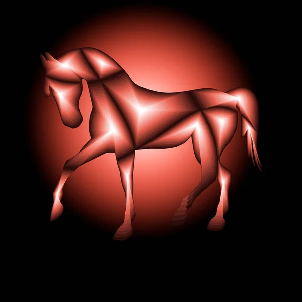带有粉红渐变色彩的马的轮廓抽象设计的数字图像 — 图库照片