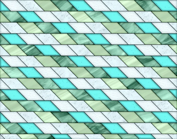 Illustration Geometric Pattern Stained Glass Style White Blue Green Colors — Stock Photo, Image