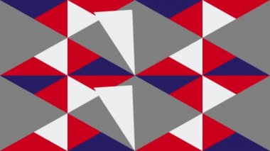 Canlandırılmış soyut tasarım ve geometrik desen biçimi beyaz, kırmızı ve mavi renklerde arkaplan