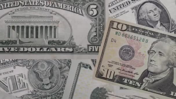 Складених Американських Доларових Купюр Різних Номіналів — стокове відео