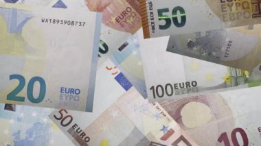 farklı değerlere sahip istiflenmiş Avrupa banknotlarının canlandırılması