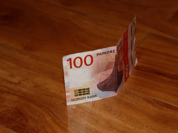 Norsk Sedel 100 Kroner Träytan — Stockfoto