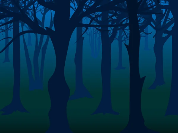 Ilustração Digital Troncos Árvores Floresta Cores Azuis — Fotografia de Stock