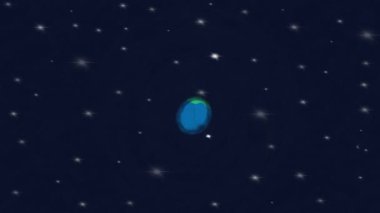 Animasyonu göster. Amerika 'nın yıldızlı bir arka plana karşı merkezden kabarcık gibi genişlediği bir dünya.