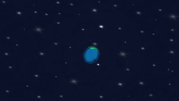 Откройте анимацию. Глобус с Америкой расширяется, как мыльный пузырь из центра, на звездном фоне